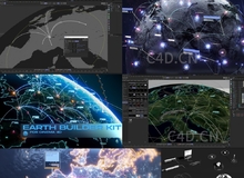 C4D科技感三维地球连线地点定位预设Earth Builder Kit v1.0 [Cinema4d/Xpresso]