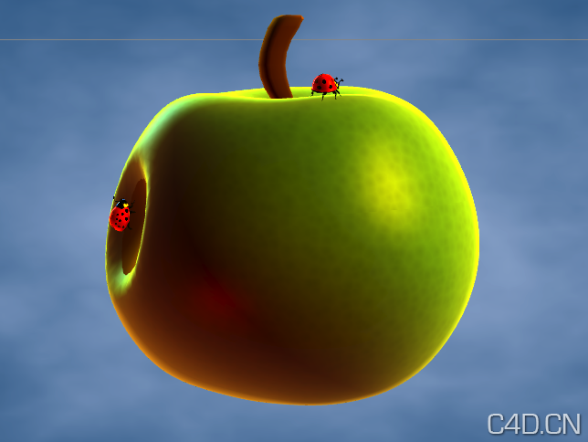 C4D预设：苹果上爬行的七星瓢虫 Surface Deformer Ladybug - C4D之家 - Snip20130317_17.png