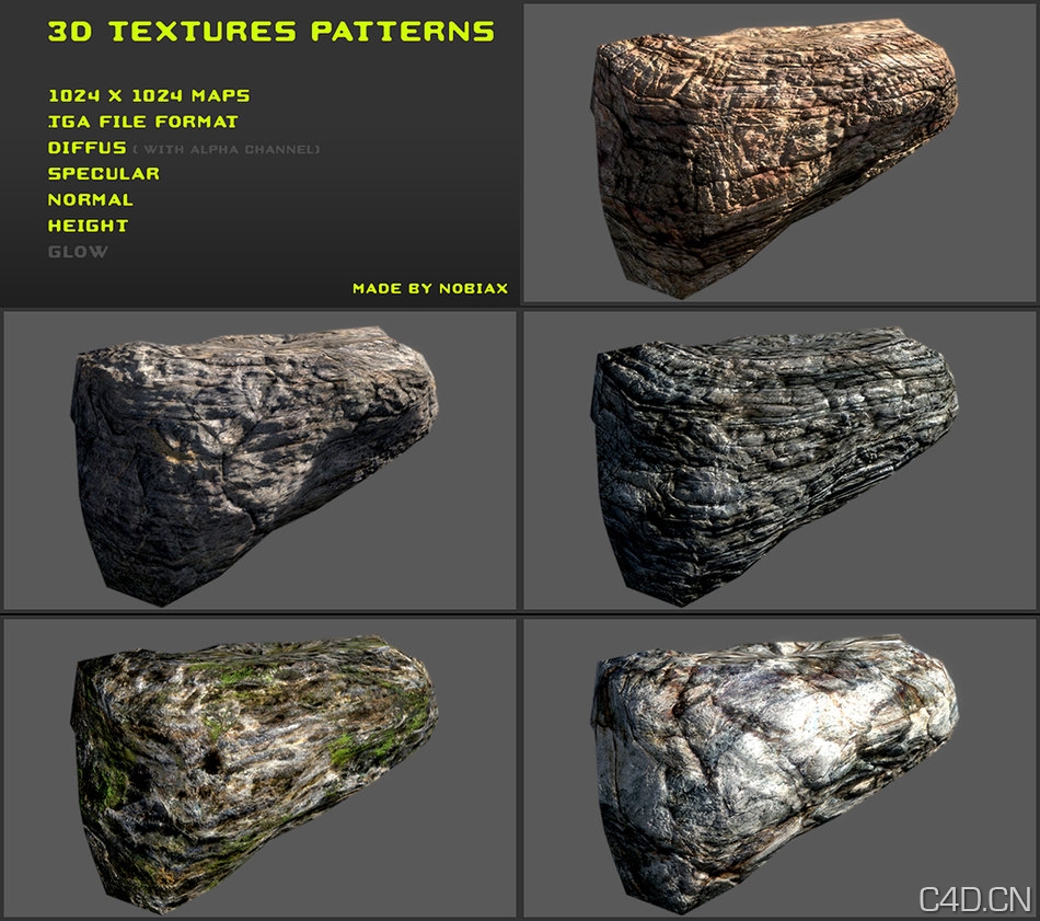 石头材质三维贴图：Free 3D textures pack 13 - C4D之家 - free_3d_textures_pack_13_by_nobiax-d3yguoe.jpg