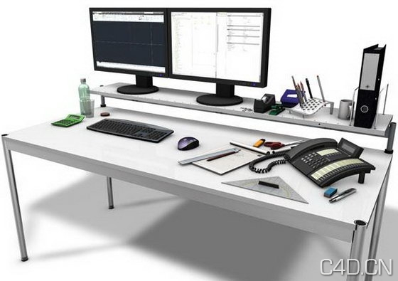 办公用品3D模型：Workplace 3D Model - C4D之家 - workplace.jpeg