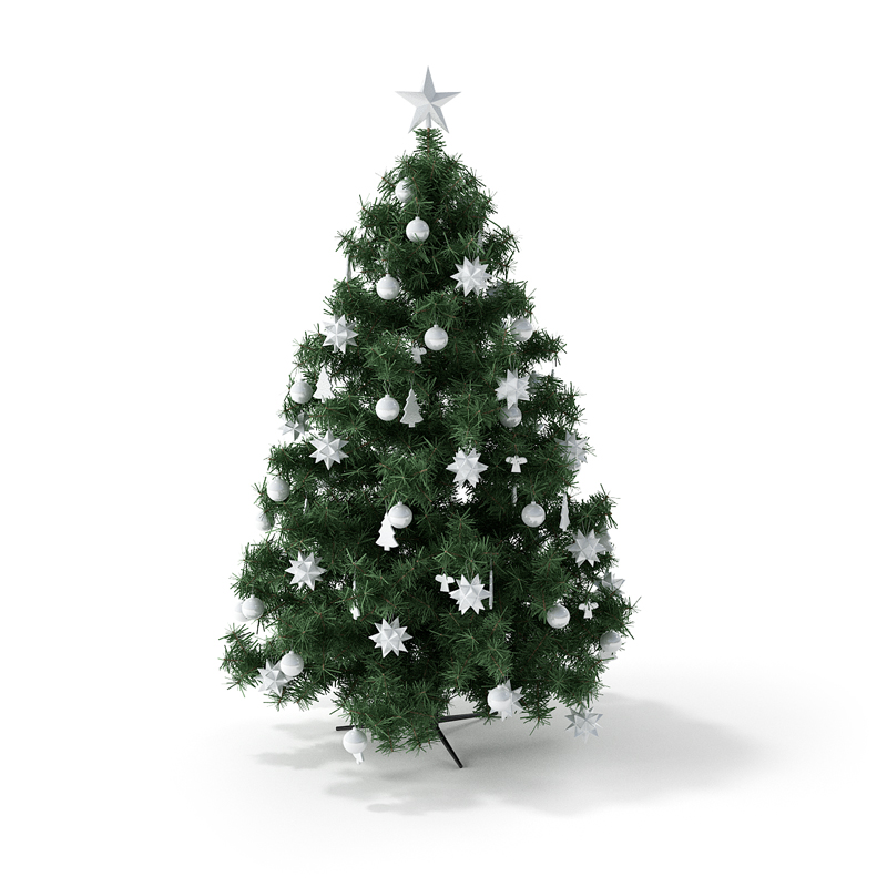 白色圣诞树C4D模型 Christmas tree 3D model - C4D之家 - RENDERS  02.jpg