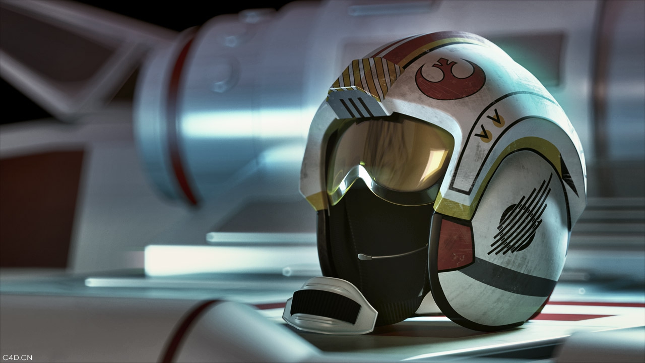 头盔cinema 4d渲染作品 X-Wing Helmet - Night Scene - C4D之家 - xwing_night_fullsize.jpg