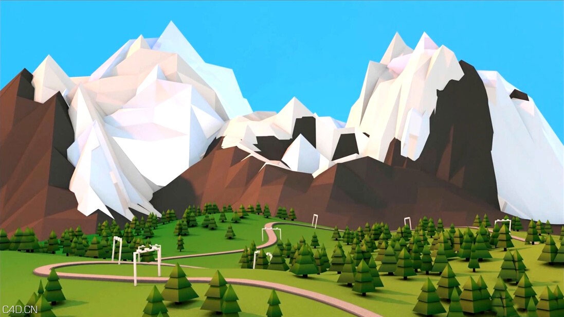 C4D低边形建模 Low-Poly Mountains场景制作教程 - C4D之家 - 101144dv4w9c8wnvt00nh4.jpg