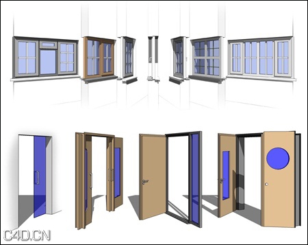 门窗3D模型合集（rfa）Revit Content – All in One Families - C4D之家 - 8194ad1f1ca31e6289294892cbbbc19b.jpg