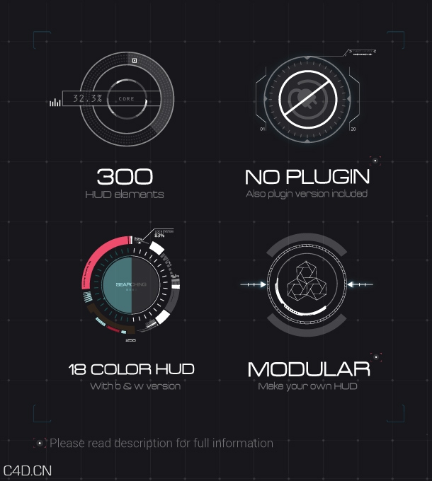 VideoHive高科技信息化动态元素包 Quantum HUD Infographic - C4D之家 - 01.jpg