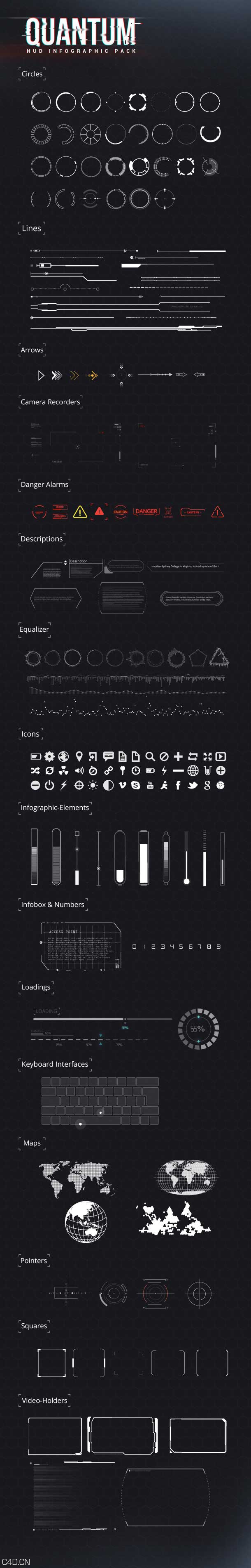 VideoHive高科技信息化动态元素包 Quantum HUD Infographic - C4D之家 - 03.jpg