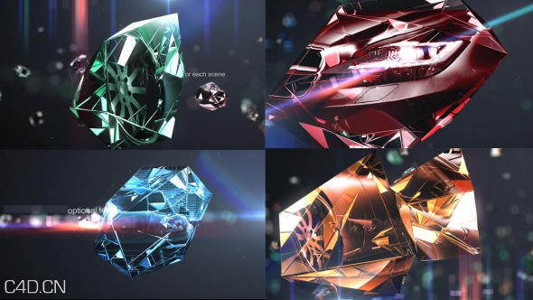 AE模板：水晶钻石玻璃质感照片展示模板Diamonds Photo Slider/Opener - C4D之家 - Videohive Diamonds Photo Slider Opener.jpg