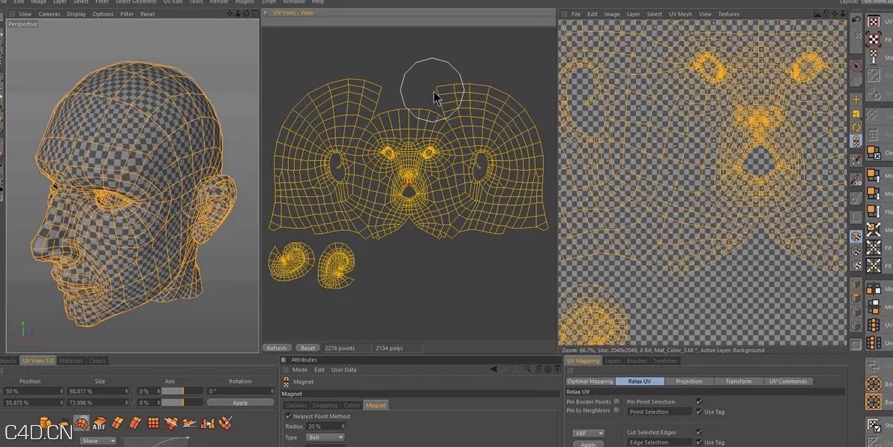 C4D 头像展UV插件教程 UV Vonc UV Plugin for Cinema 4D - C4D之家 - cinema4d_ 2014-11-29 21.40.59.jpg