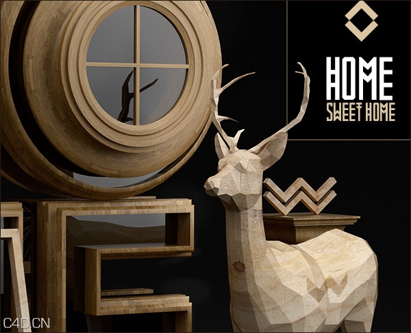 C4D作品欣赏：木质文字创意作品 Home Sweet Home Type - C4D之家 - 9a6d7255b472be7de4a1012c5d621e9d.jpg