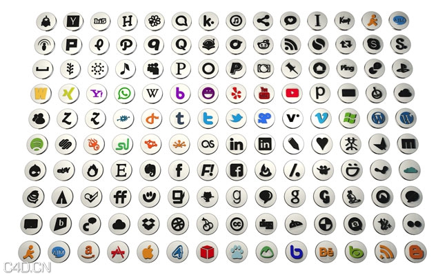 140套社交媒体图标C4D模型 C4D 3D Social Media Icons - C4D之家 - Free-C4D-Social-Media-Icons-3D.jpg