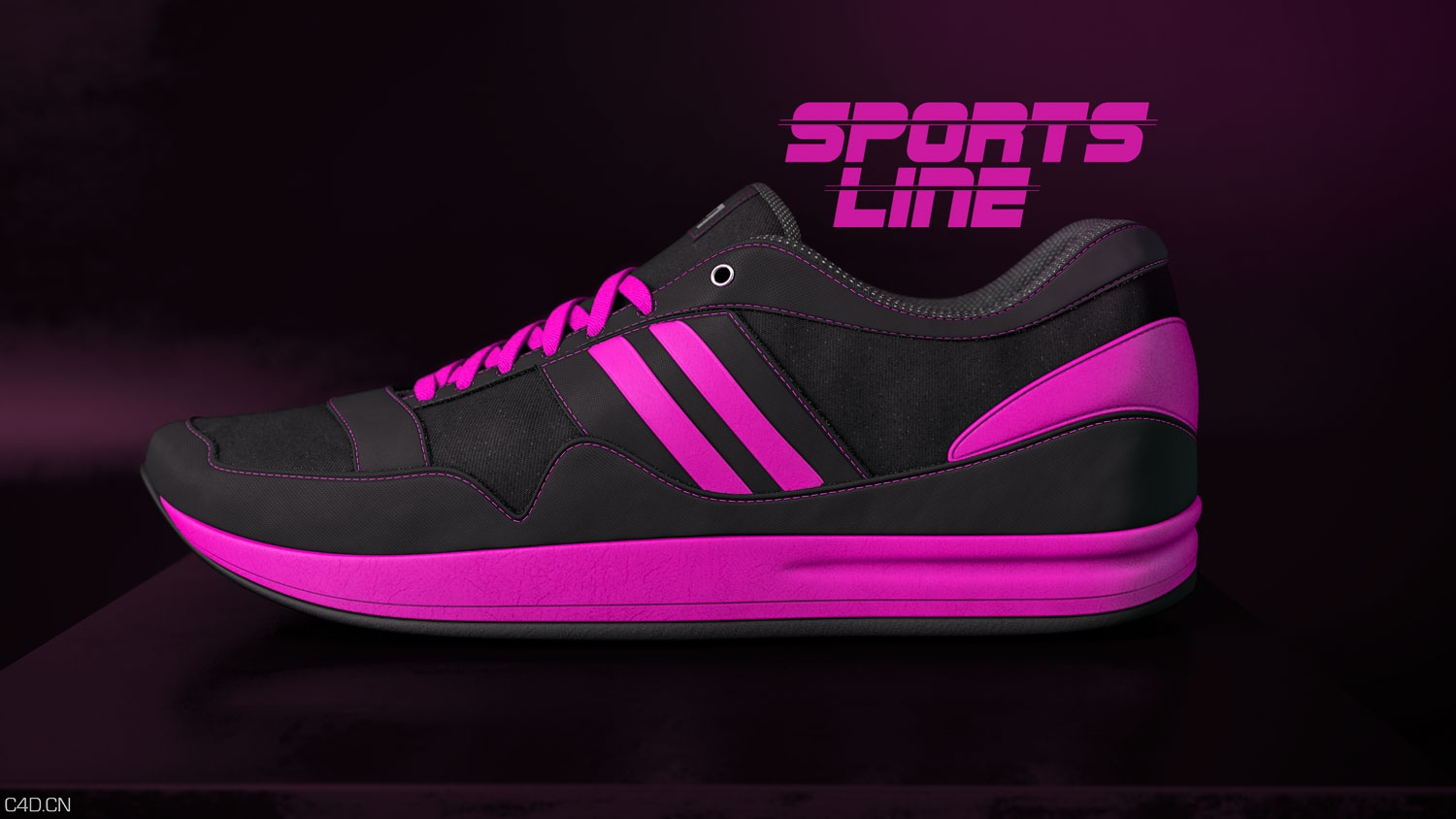 休闲运动鞋C4D渲染作品 sports_shoe_3d_model - C4D之家 - sport-shoe-black-lila-3.jpg