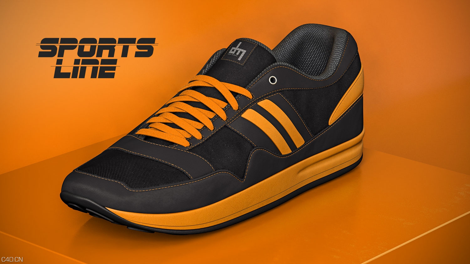 休闲运动鞋C4D渲染作品 sports_shoe_3d_model - C4D之家 - sport-shoe-orange-1.jpg