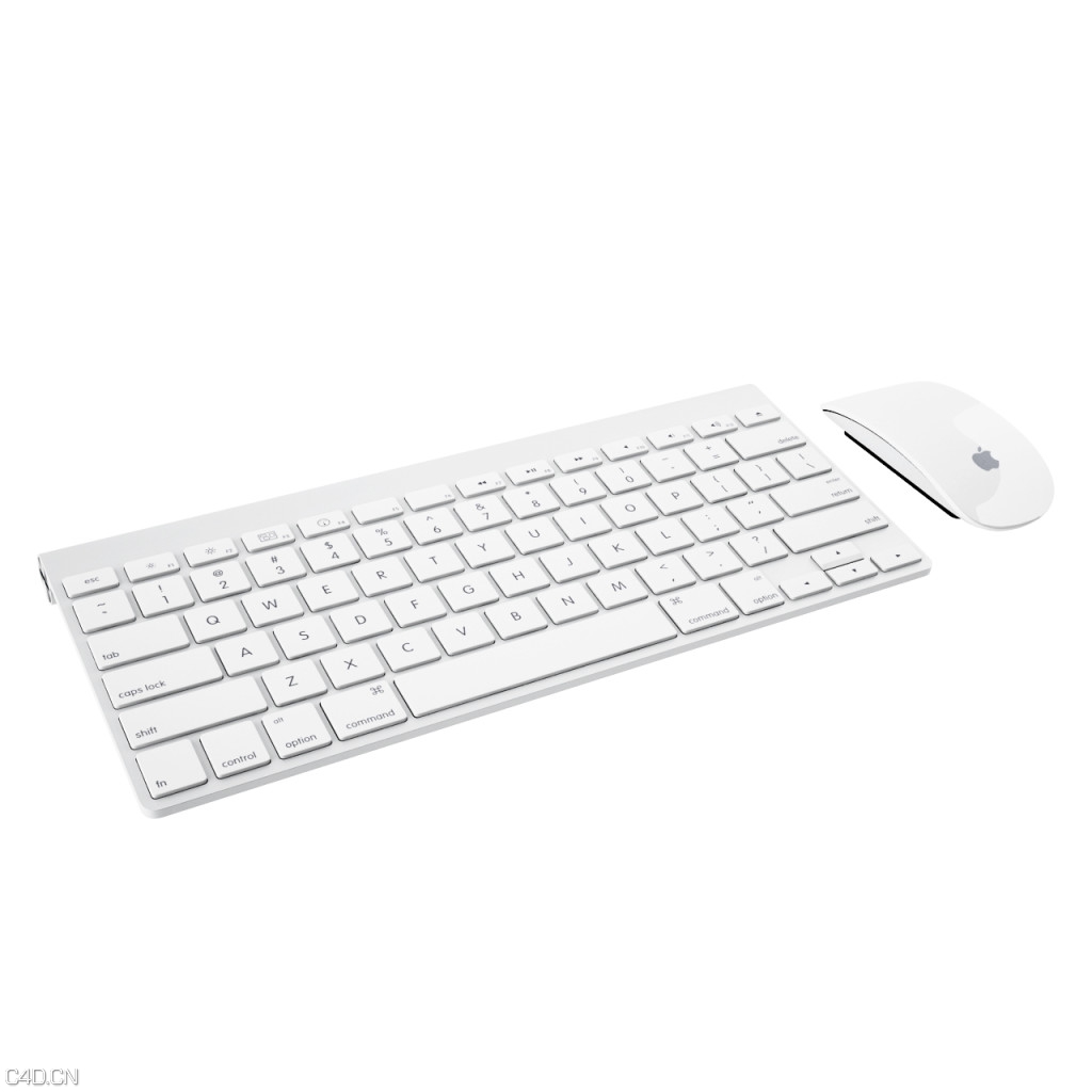 苹果无线鼠标/超薄键盘C4D模型 Keyboard / Magic Mouse by Apple - C4D之家 - keyboard-magic-mouse-by-apple-1024x1024.jpg