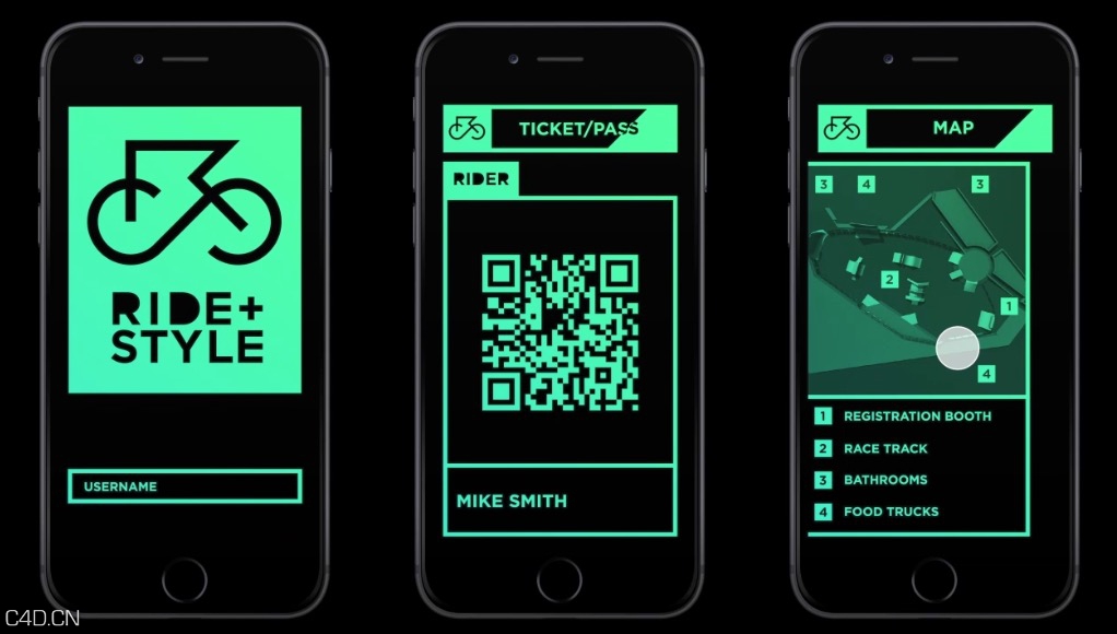 C4D/AE手机应用程序用户界面动画工程模板 Ride N Style App UI - C4D之家 - cinema4d_ RideNStyleAppUI-2.jpg