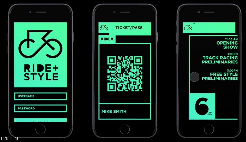 C4D/AE手机应用程序用户界面动画工程模板 Ride N Style App UI - C4D之家 - cinema4d_ RideNStyleAppUI-1.jpg