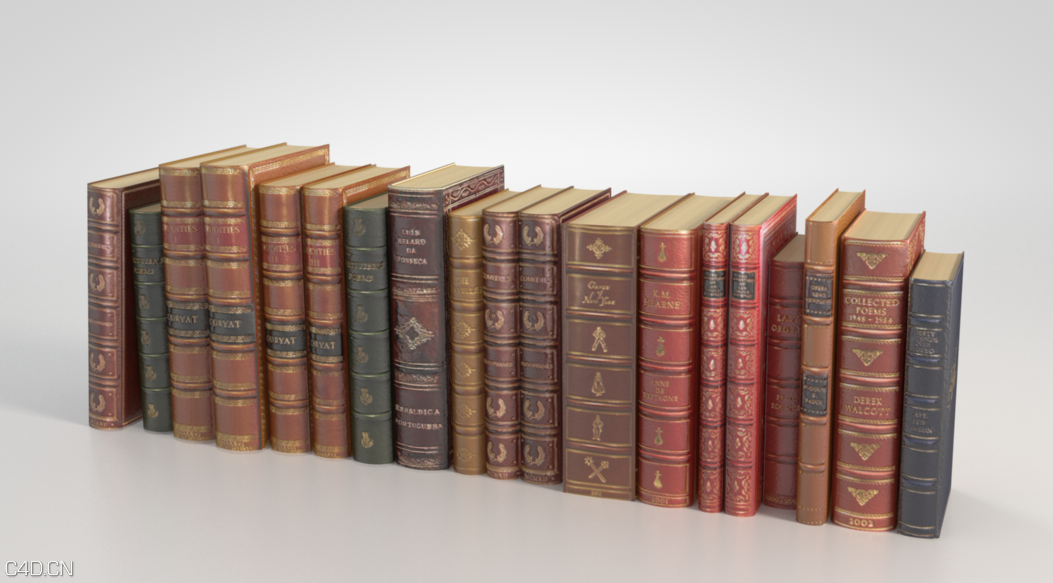 英文旧书籍C4D模型 C4D Vray Old Books - C4D之家 - Vrayforc4d old books.png