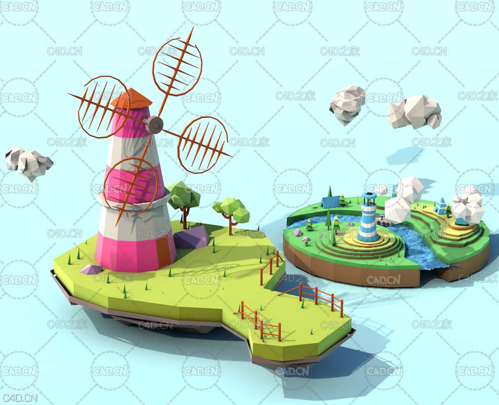 卡通低面多边形公园模型 lowpoly Amusement Park - C4D之家 - lowpoly-cg.jpg