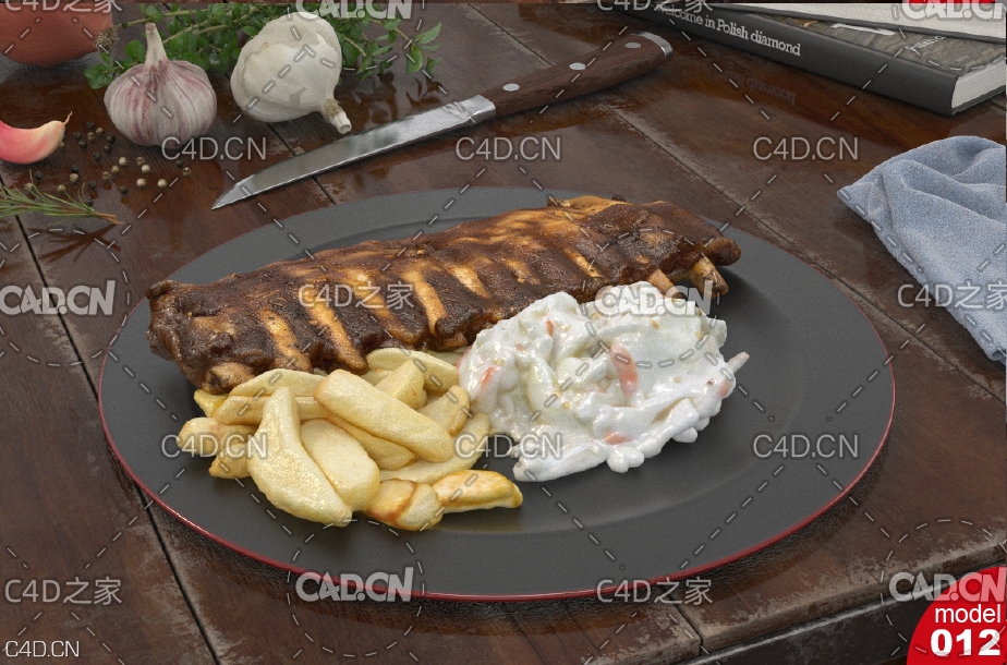 西餐：烤肋排C4D模型 Barbecued ribs - C4D之家 - 170-8_02.jpg