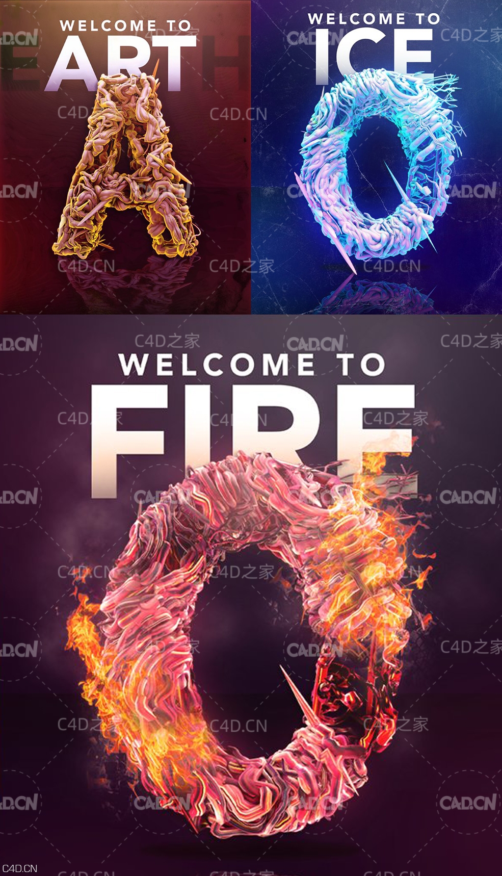 C4D+PS制作酷炫文字海报教程 Create an Elemental Poster with Field Force in C4D PS - C4D之家 - original.jpg