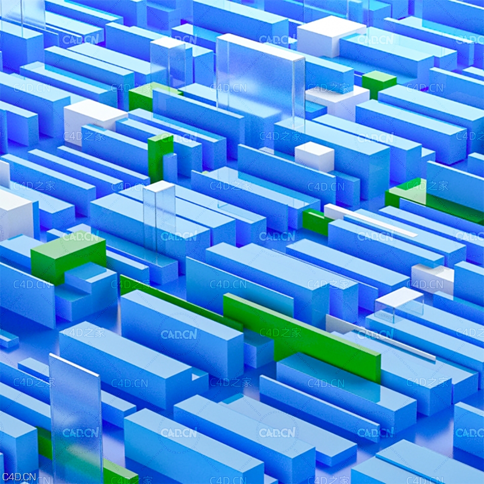 C4D Octane工程：蓝色方块场景工程 Blue Cubes - C4D之家 - Cover.jpg