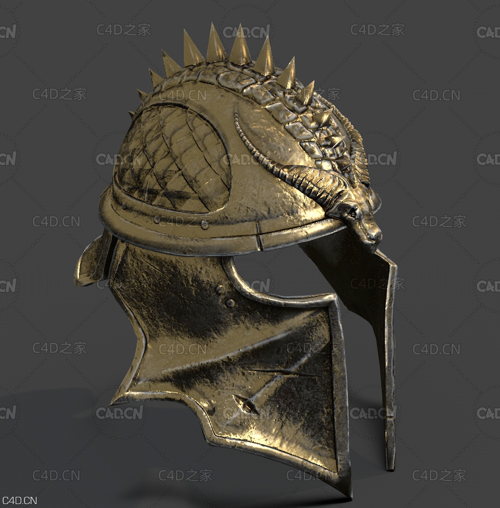 中世纪武士金属头盔C4D模型 Inquisitors Helmet - C4D之家 - C4D.jpg