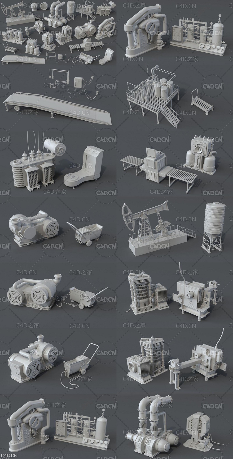 20个工厂机械设备 工业制造 发电厂 冷却 锅炉 发电机 发动机C4D模型合集 - C4D之家 - Factory-Units-7-20-pieces.jpg