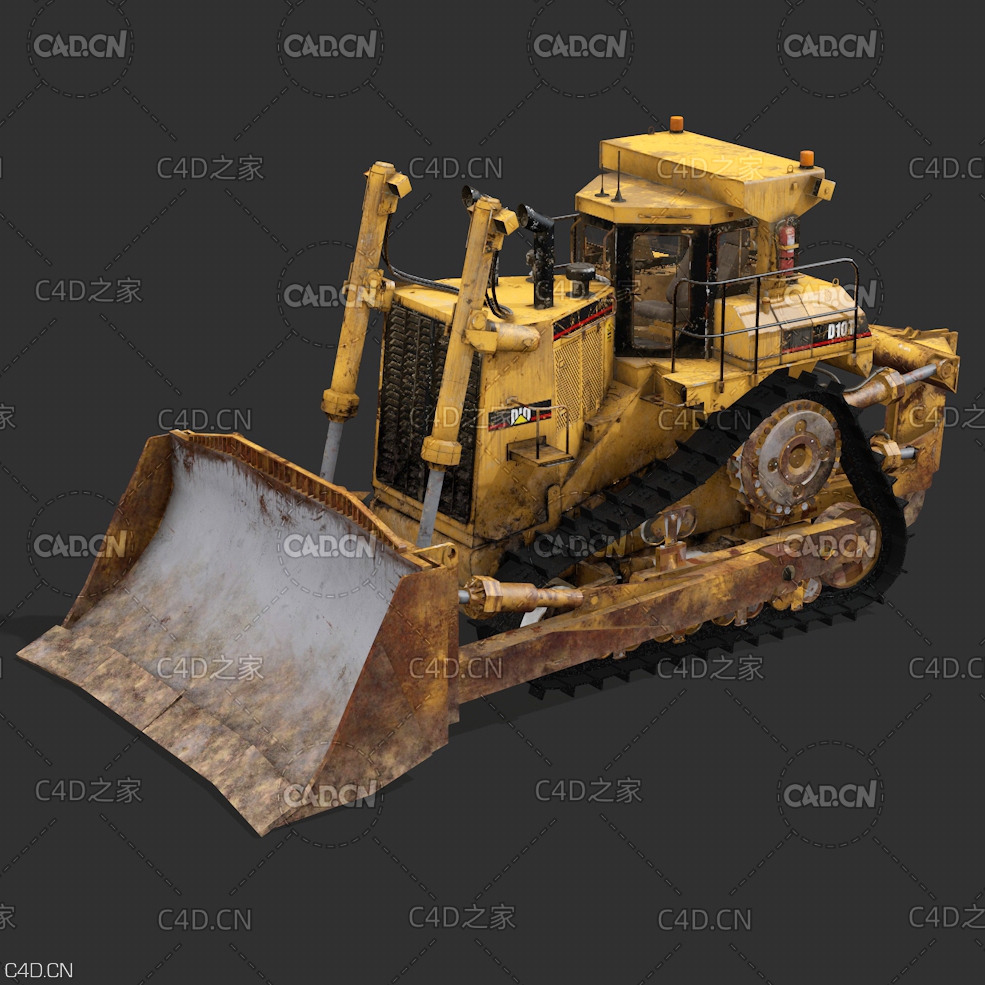 机械重机 生锈的推土机 旧推土机 Bulldozer 履带式推土机 - C4D之家 - 机械重机.jpg