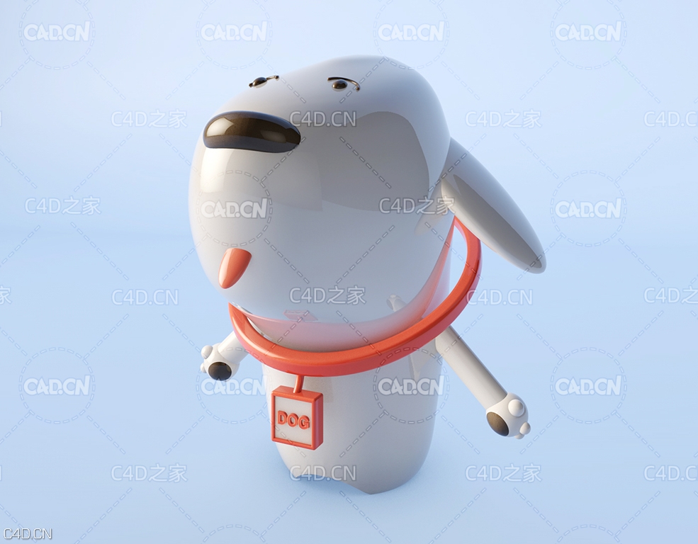 卡通小狗玩偶模型 Dog - C4D之家 - 小白狗2.jpg