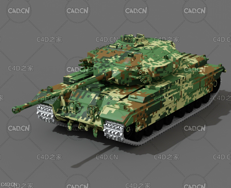 迷彩坦克C4D模型 tank - C4D之家 - 2.jpg