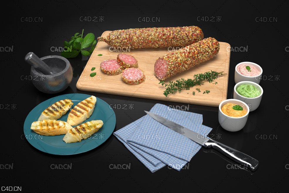 早餐食品食物模型 Breakfast food 3D model - C4D之家 - AM217_009.jpg