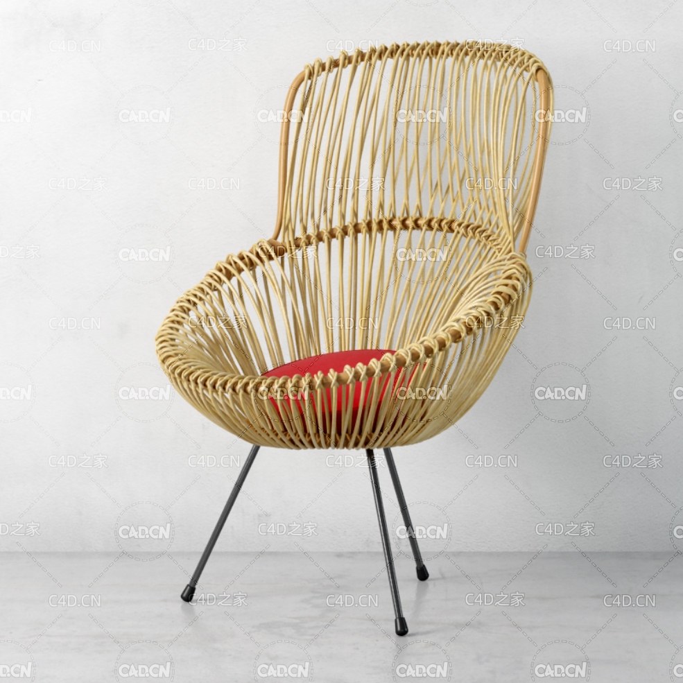 藤条编织椅单人椅C4D模型 chair 3d model - C4D之家 - 011.jpg