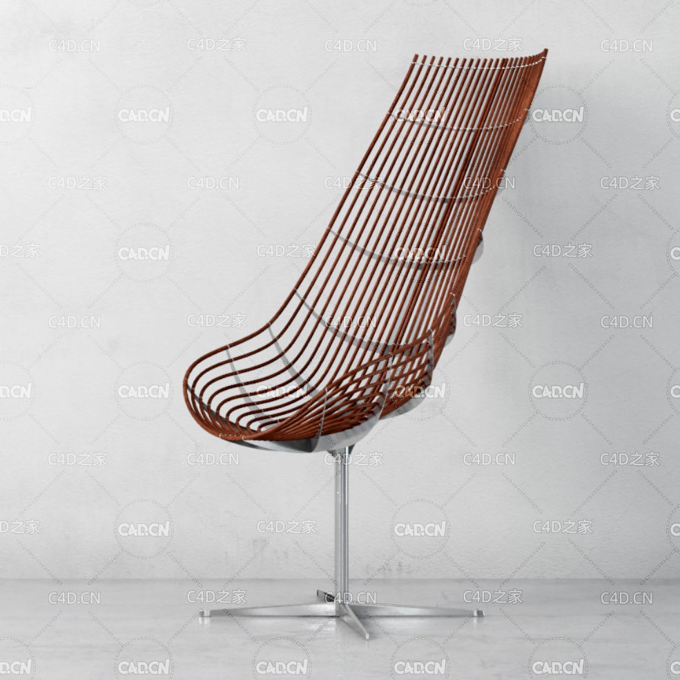 藤条编织高靠背休闲椅懒人椅单人椅C4D模型 chair 3d model - C4D之家 - 014.jpg