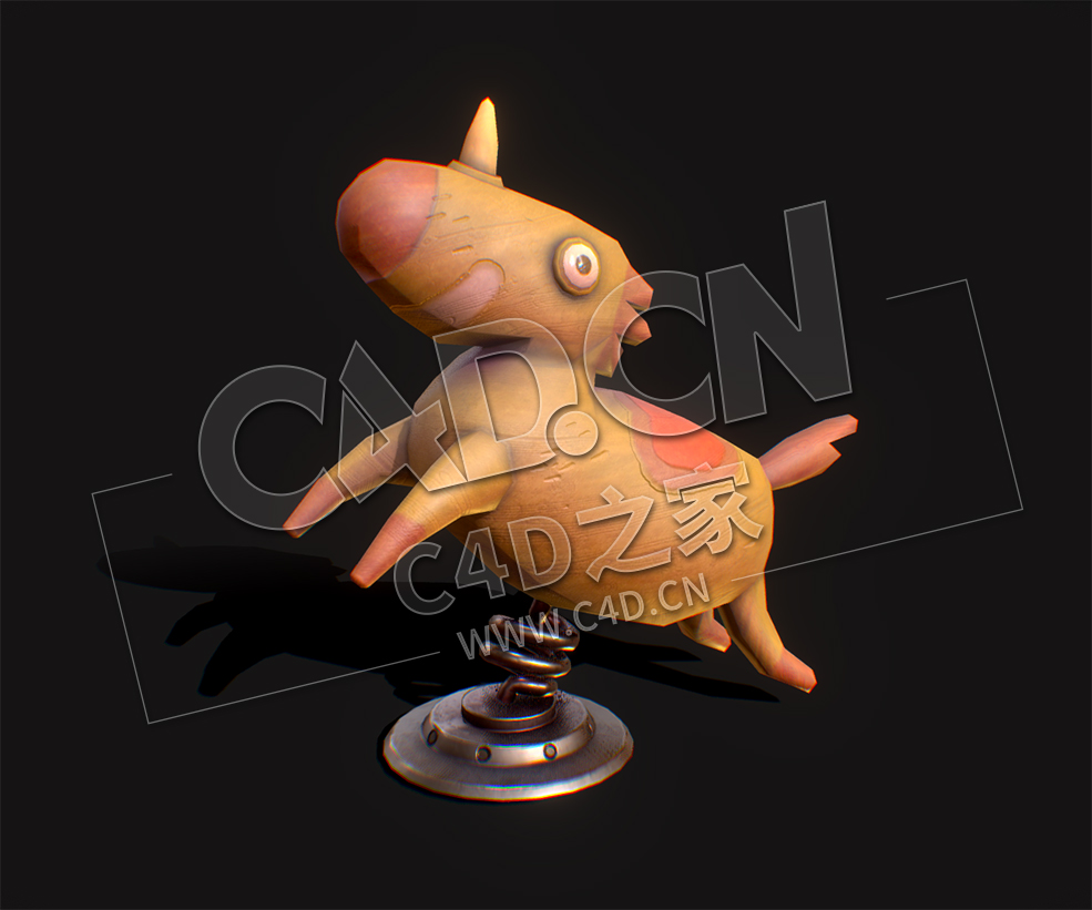 C4D卡通弹簧摇摇马玩具模型 HorseFixedAim