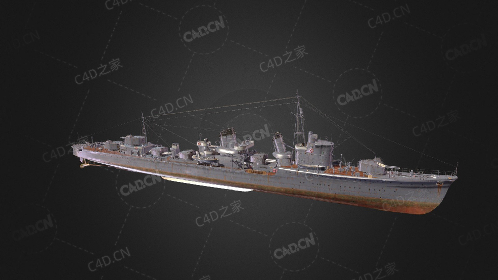 日本晓级特型驱逐舰C4D模型下载Akatsuki 3d model - C4D之家 - 07.jpg