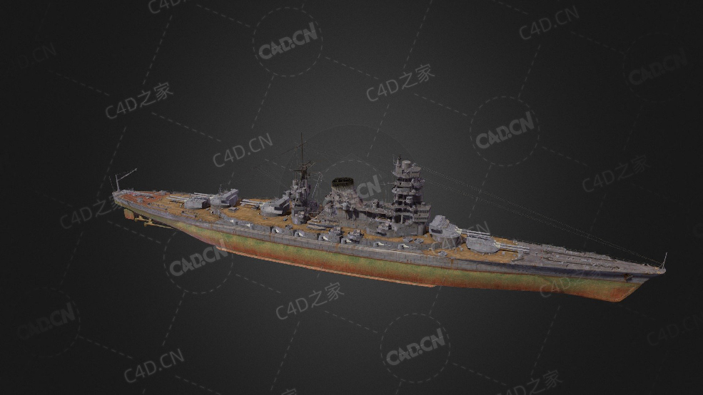 日本天城级战列舰C4D模型下载Amagi 3d model - C4D之家 - 17.jpg