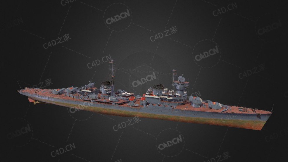 苏联海军恰巴耶夫号轻巡洋舰C4D模型下载Chapayev 3d model - C4D之家 - 66.jpg