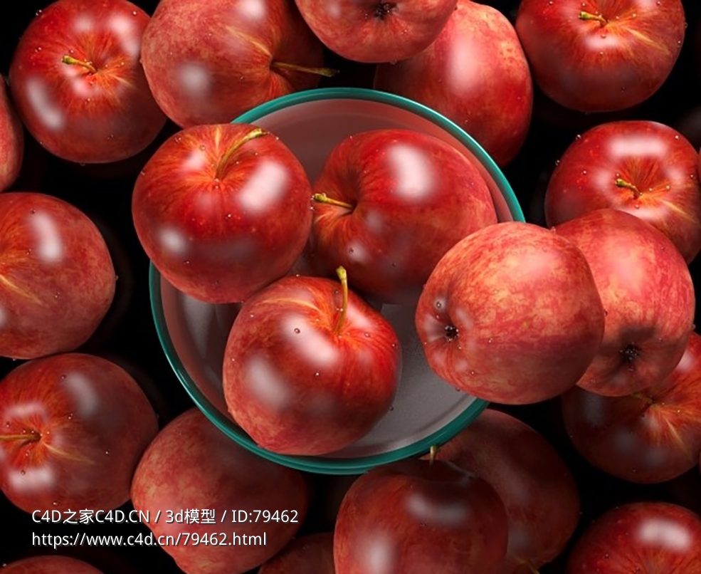 挂水珠的红苹果模型apples - C4D之家 - 321xcbczwqeqw.jpg