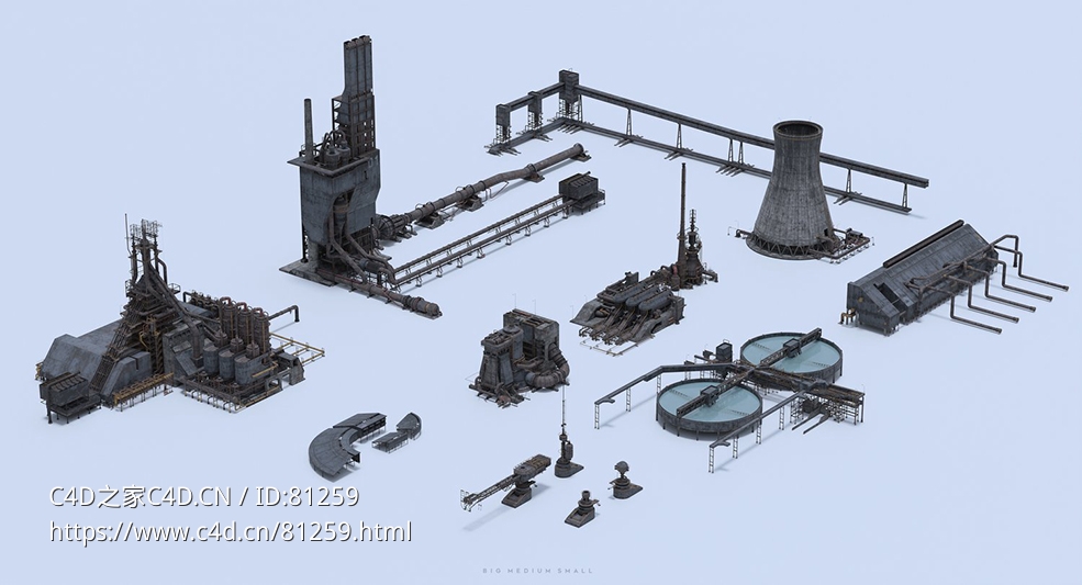 大型科幻工业建筑钢铁厂设备部件模型素材库INDUSTRIAL ZONE - C4D之家 - 6.jpg