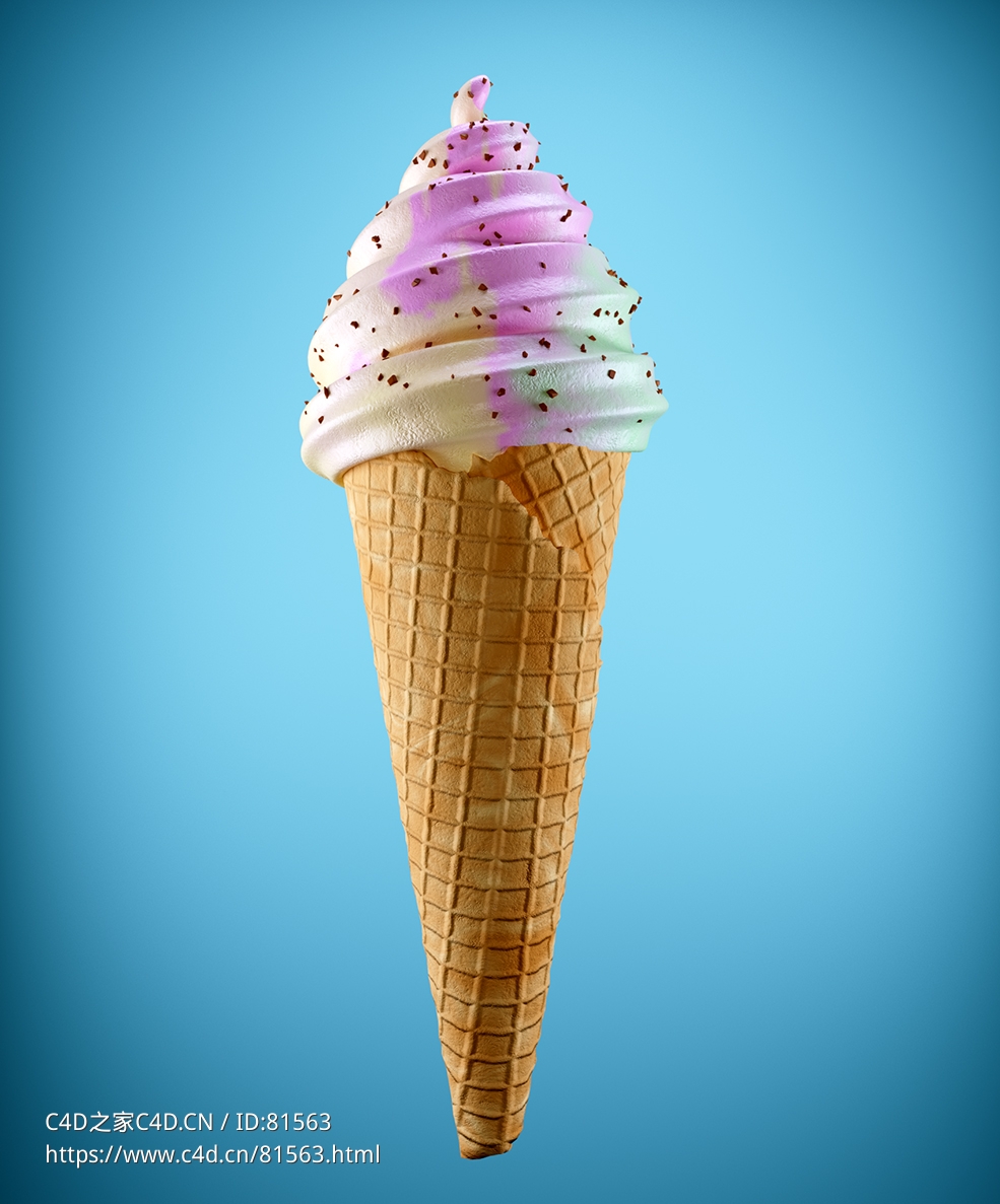 C4D Redshift冰激凌甜筒模型渲染教程 Udemy – Cinema 4D Masterclass Creating Ice Cream Product - C4D之家 - 3.jpg