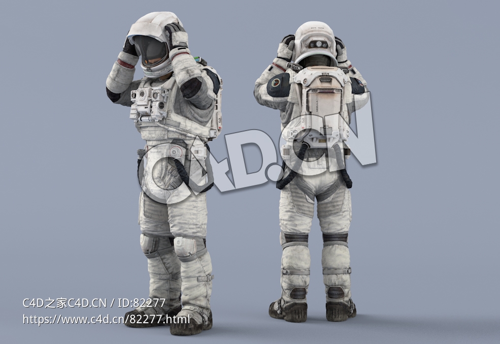 戴头盔的白色太空服中年男性宇宙航天员idle Helmet Scifi PutOn - C4D之家 - 51.jpg