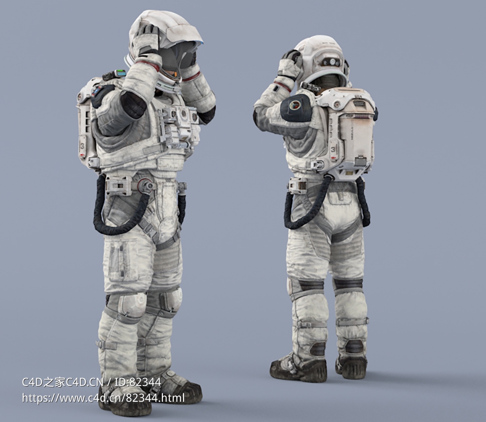 戴头盔的白色太空服大胡子男性宇宙飞行员idle Helmet Scifi PutOn - C4D之家 - 52.jpg