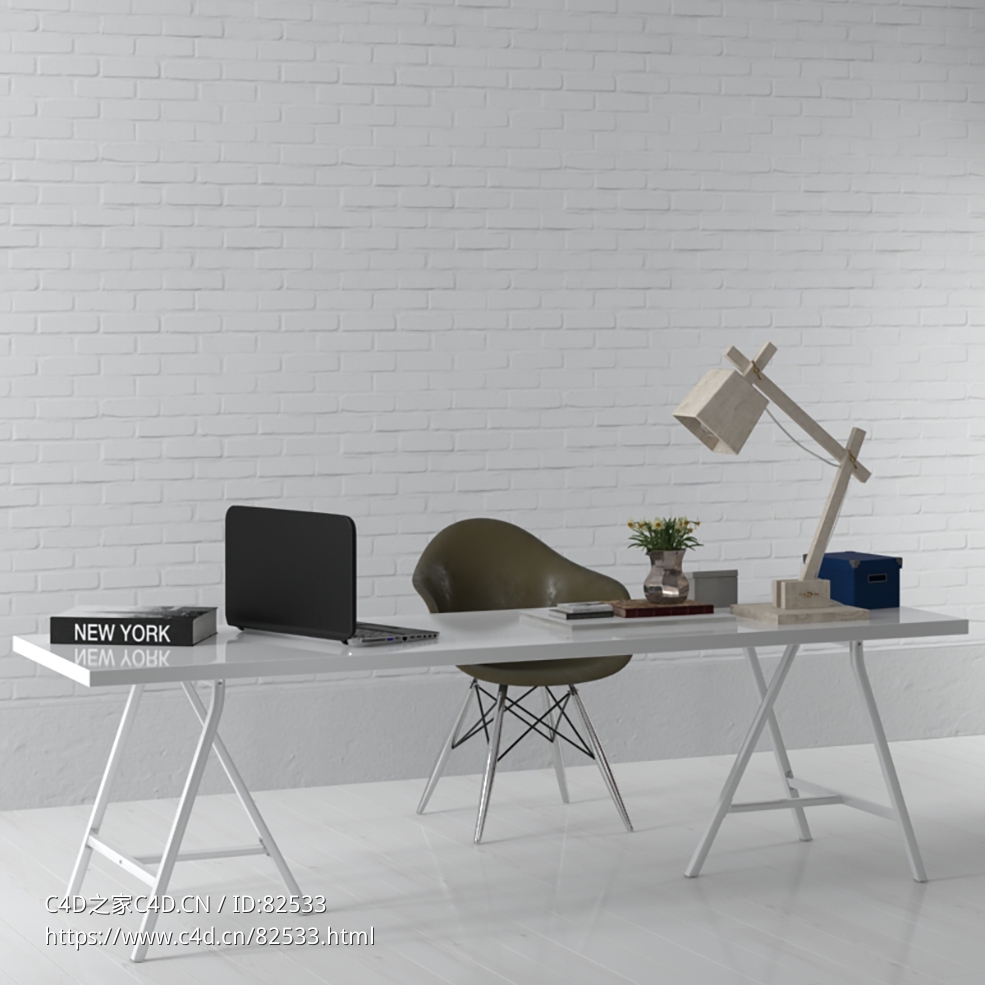 c4d模型设计师办公桌现代家具模型下载Tables and chairs - C4D之家 - 3.jpg