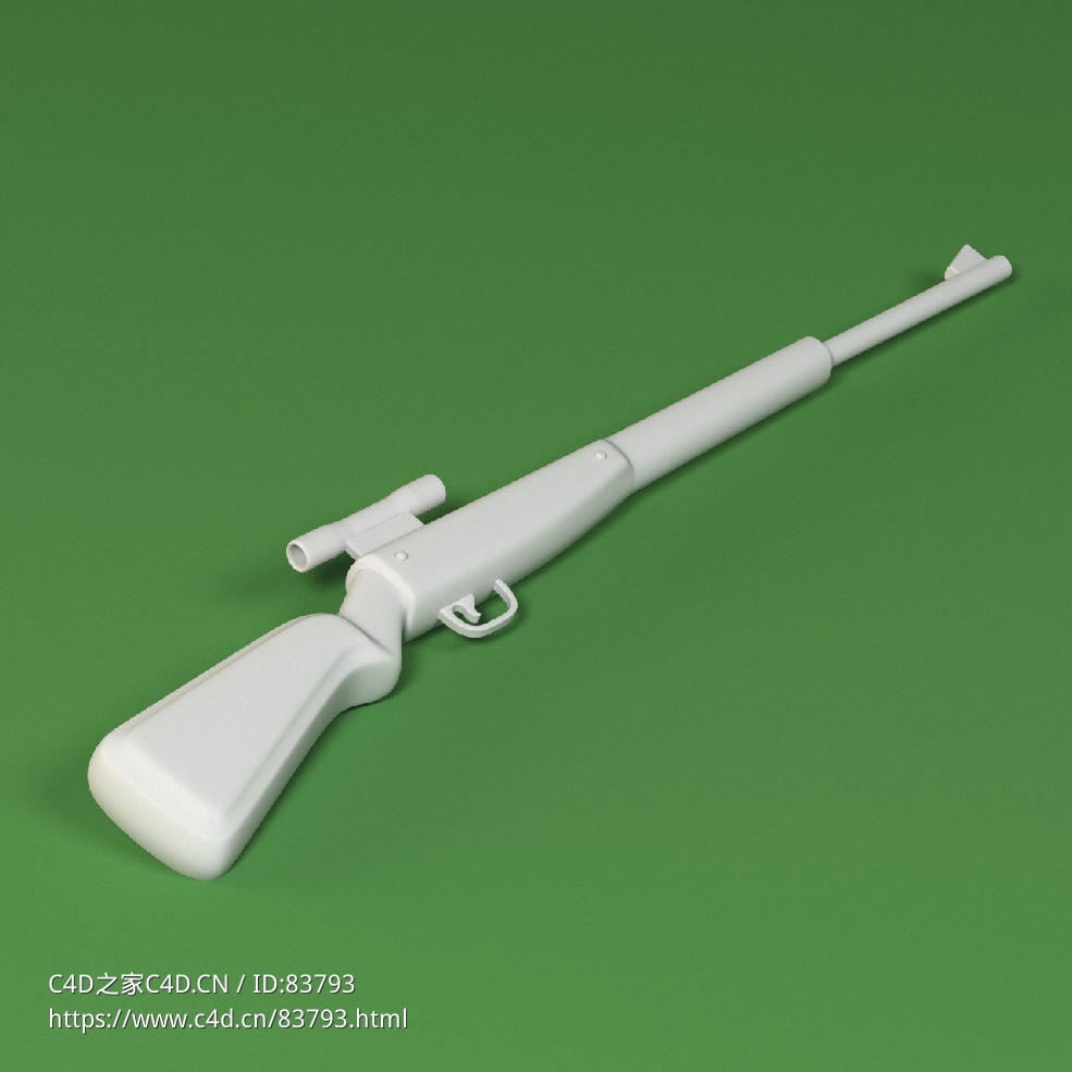 低面卡通狩猎步枪图标模型Hunting Rifle - C4D之家 - 091.jpg