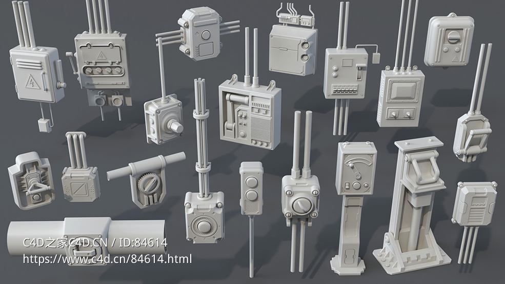 20个电源开关工厂电盒设施部件Industrial Switches - 20 pieces - C4D之家 - armen-manukyan-image-1.jpg