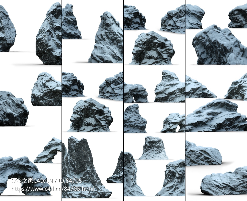 63个真实四季四头岩石模型合集3D Rocks Collection Vol. 1-3 and Cliffmaker - C4D之家 - puzzle(2).jpg