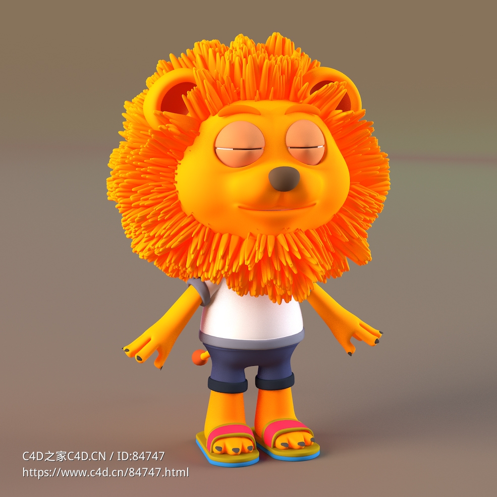 穿拖鞋的小狮子卡通动漫3d模型下载lion c4d model - C4D之家 - 11狮子.jpg