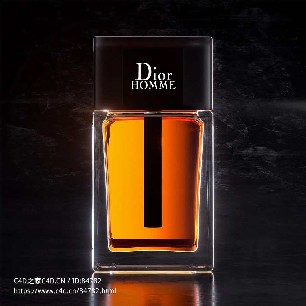 迪奥（Dior）香水瓶c4d oc渲染模型下载 - C4D之家 - dark-3d-fragrance-bottle.jpg