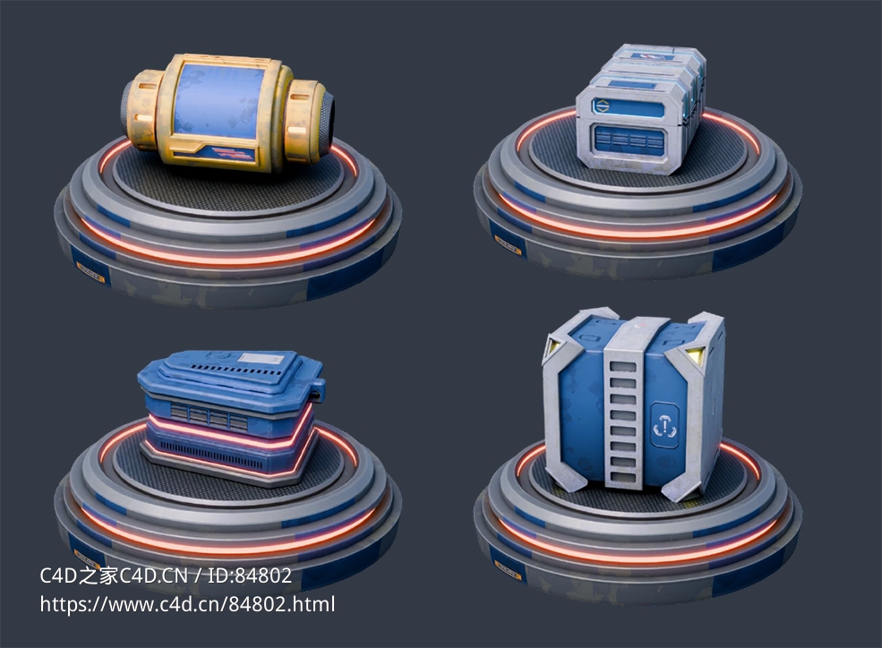 20组科幻能量武器设备模型素材Cinema 4D/Blender/Unreal Engine Massive Stylized Sci-Fi Crate Pack - C4D之家 - Documentation-and-FAQ-7.jpg