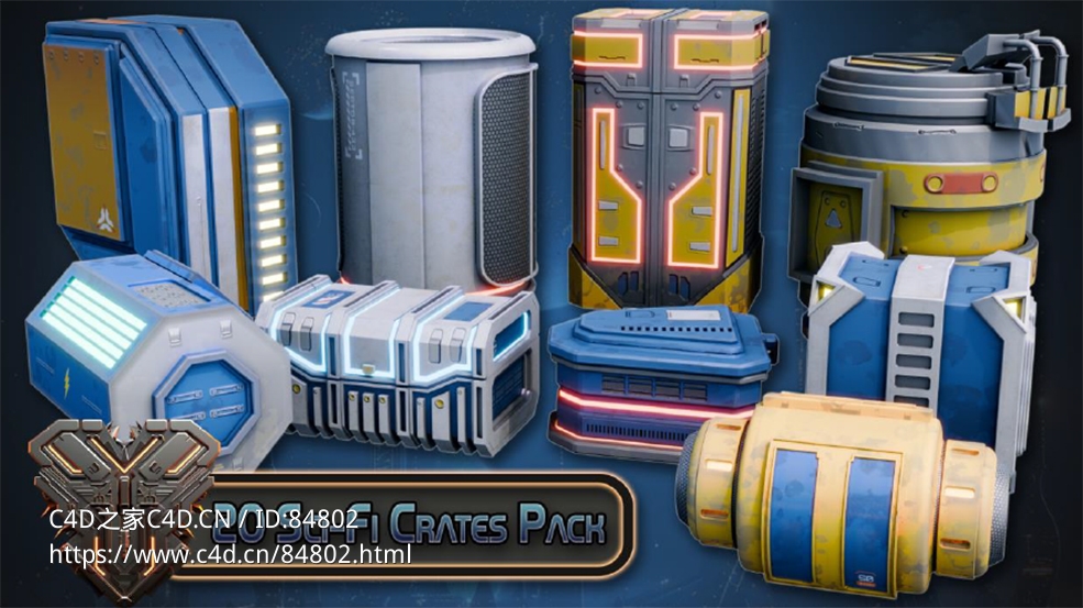 20组科幻能量武器设备模型素材Cinema 4D/Blender/Unreal Engine Massive Stylized Sci-Fi Crate Pack - C4D之家 - The-Standard-Royalty-Free-License.jpg