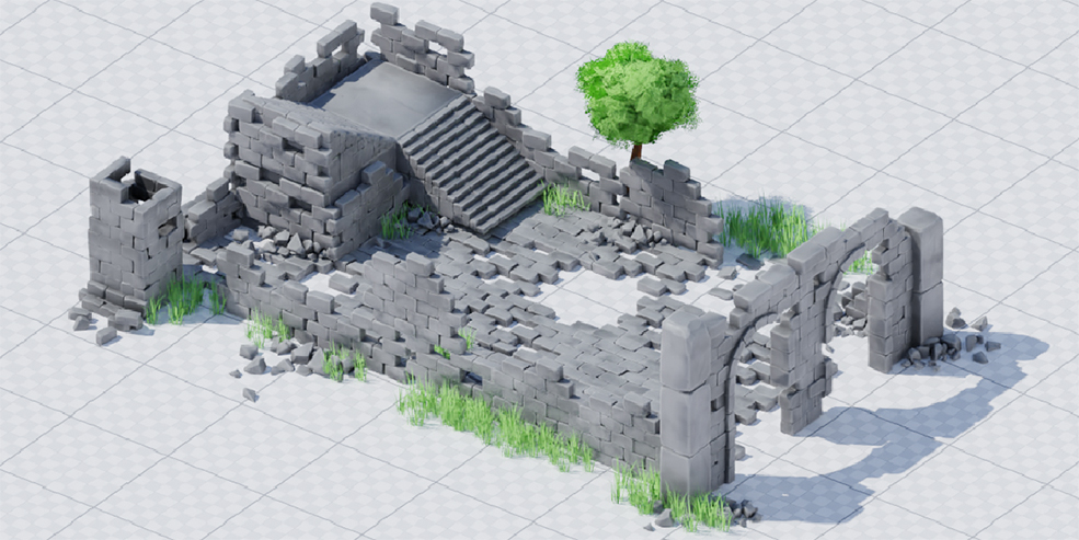 古老城堡砖块废墟残垣断壁建筑模型Stylized Castle Ruins Asset Pack - C4D之家 - BM_assembly.jpg